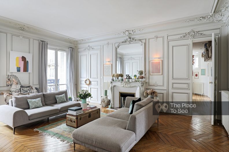 White and grey Parisian apartment 