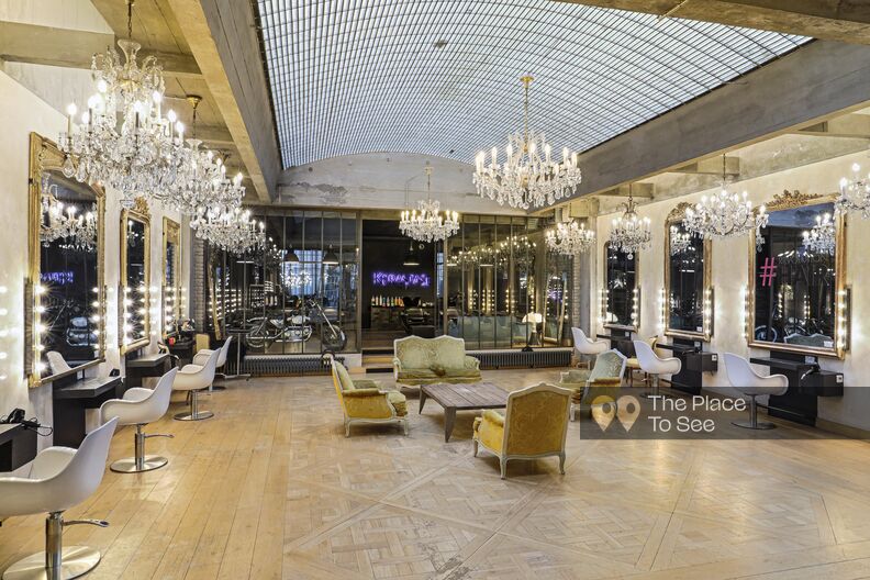 Hair salon with magnificent glass roof