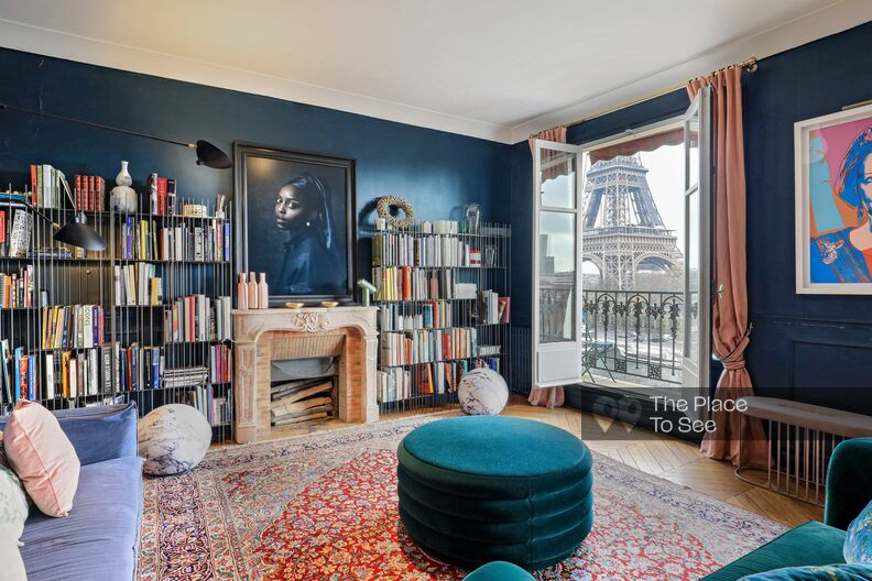 Colored and Parisian apartment with stunning Eiffel Tower view