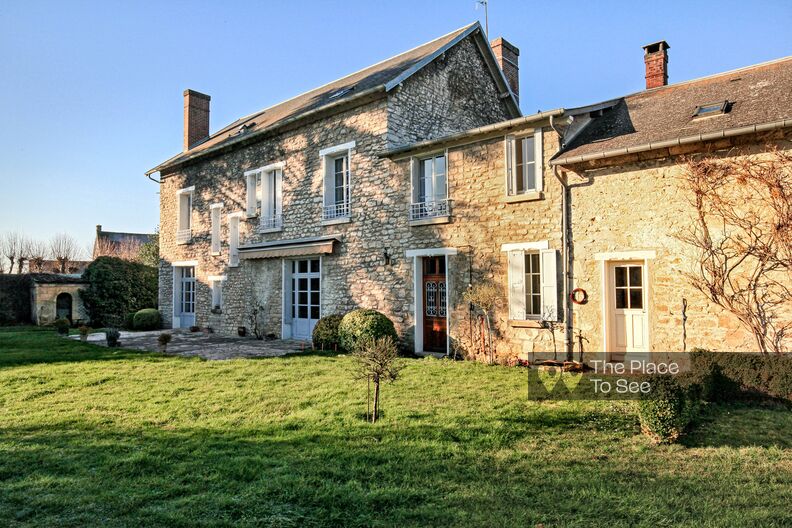 Stone wall house in a farm