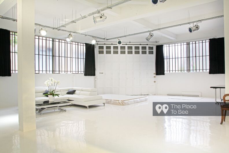 Clean photo studio waxed concrete floor