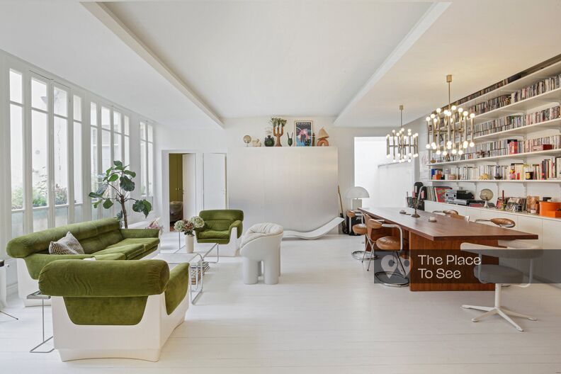 White loft with designer furniture