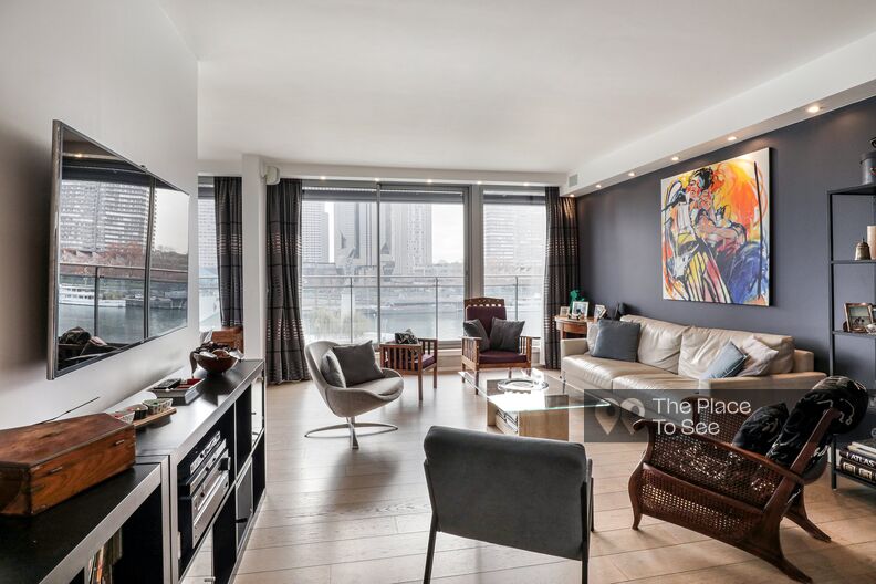 70's style apartment view on Beaugrenelle and the Eiffel Tower