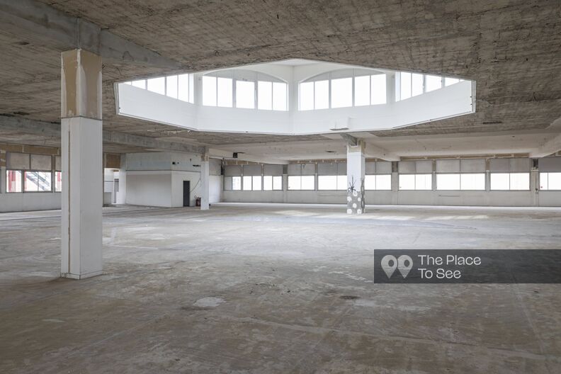 Large empty industrial site concrete dome
