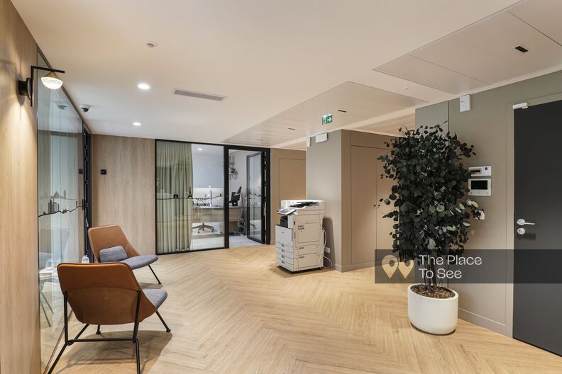 Elegant and contemporary office space with bay windows