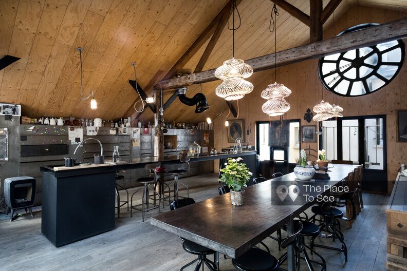 Loft space and industrial brick and wood offices