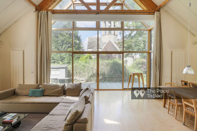 Architect's house with high ceiling living room