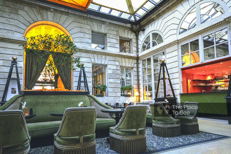 Cozy lounge in a covered courtyard