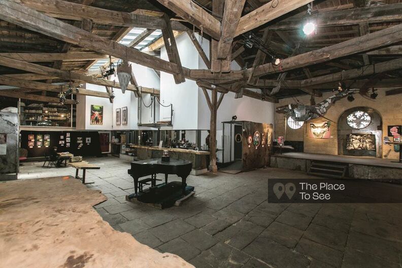Large artist's studio under glass roof