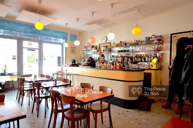 Retro café with bucolic garden