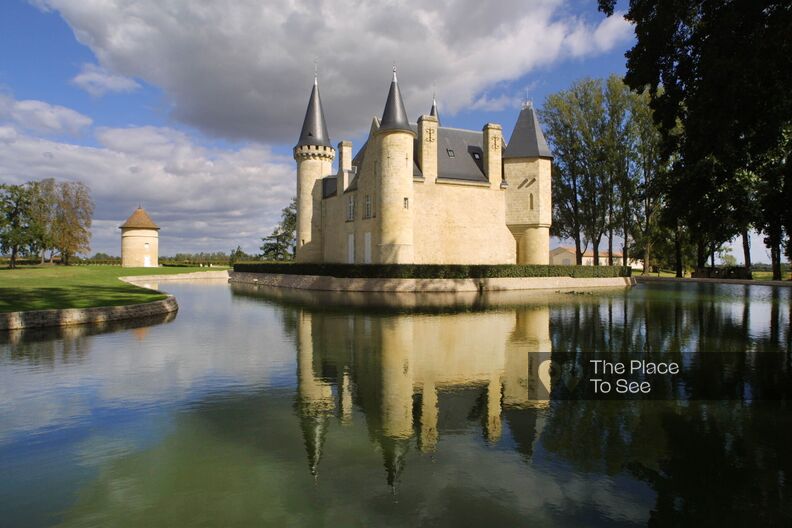 Medieval castle surrounded by moats