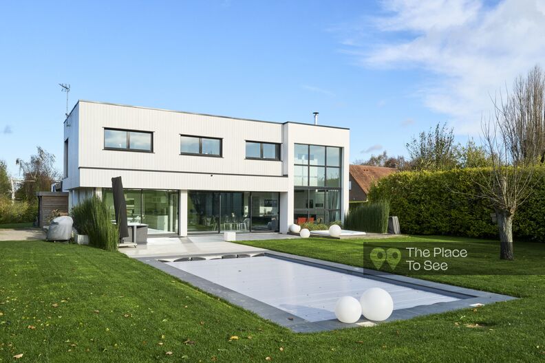 Bauhaus style architect house with swimming pool