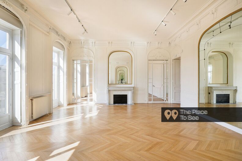 Beautiful empty Parisian salons with views of the Tuileries Gardens
