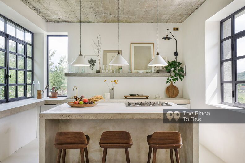 House with minimalist and brutalist decoration