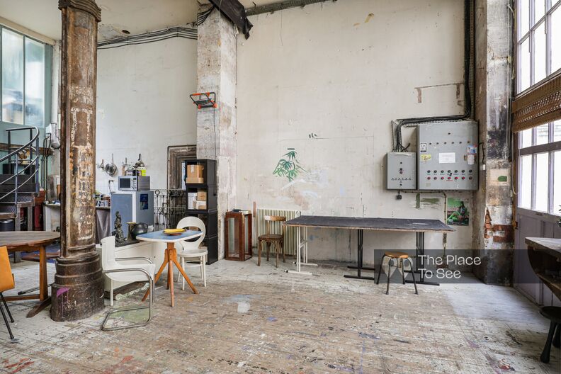 Faded and weathered artist's studio