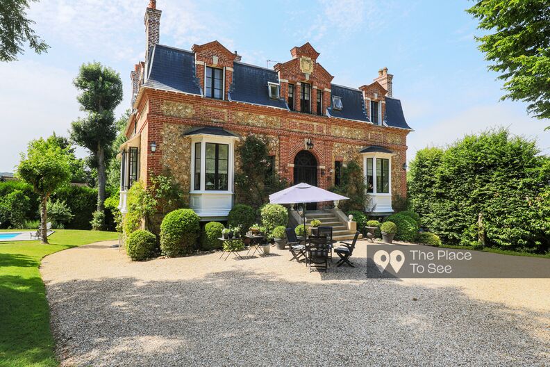 English-style manor house with bow windows