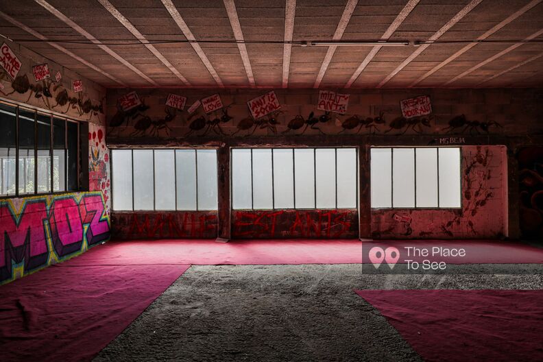 Raw, faded space with with graffiti & handstyles on the walls