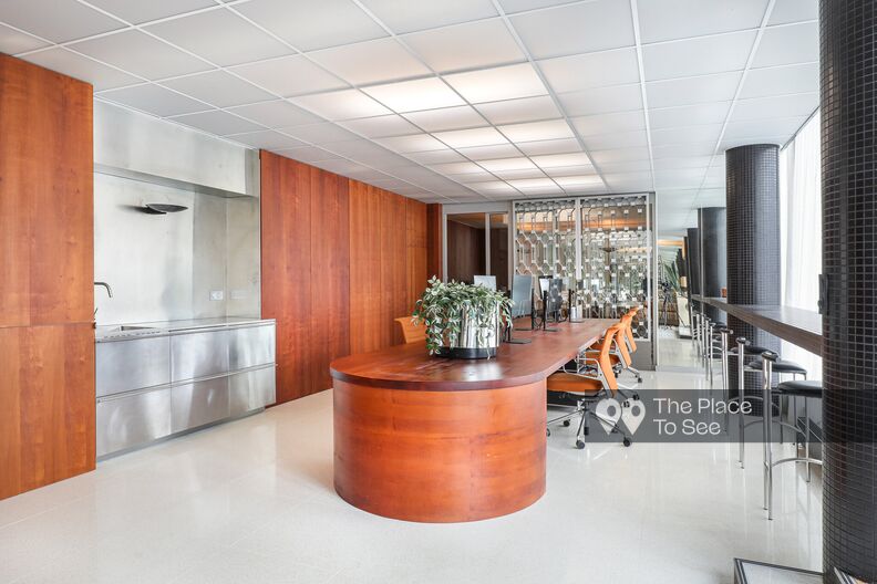 Stylish offices blending contemporary and 1970s influences