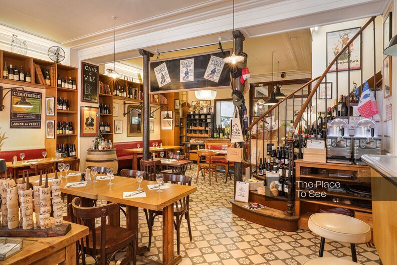 Authentic Parisian bistro and brasserie featuring a wine cellar and a private courtyard