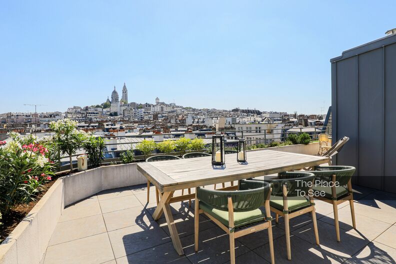 Contemporary triplex with rooftop, paris skyline views and Sacré-Cœur backdrop