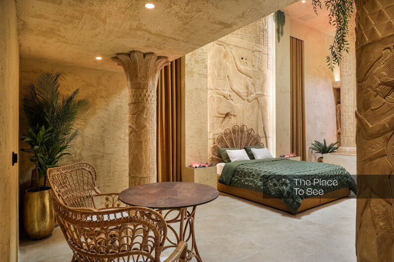 Luxury suite with an Egyptian palace-inspired design